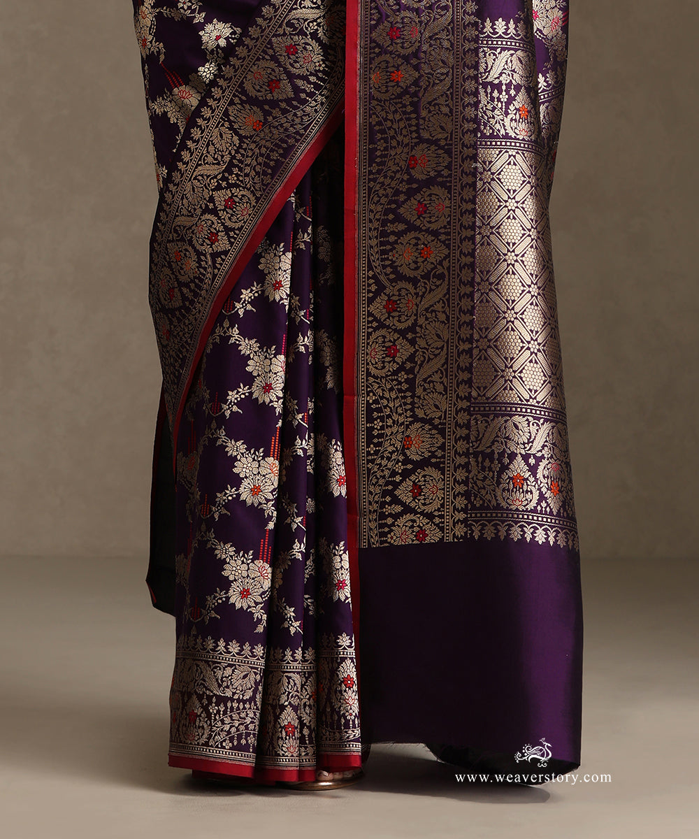 Handloom_Purple_Pure_Katan_Silk_Kadhwa_Banarasi_With_Sona_Rupa_Jaal_And_Meenakari_WeaverStory_04