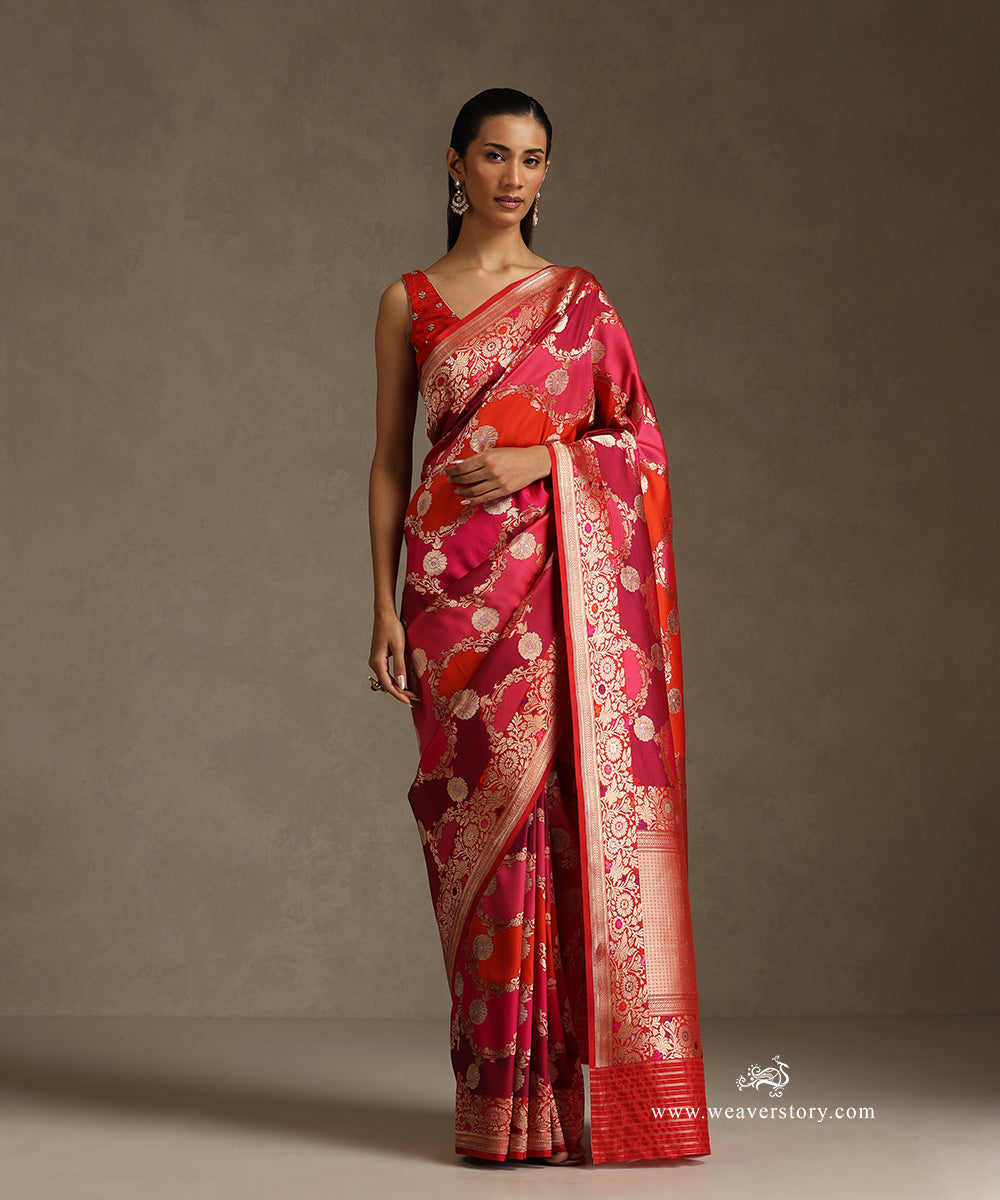 Handloom_Pink_Pure_Katan_Silk_Rangkaat_Banarasi_Saree_With_Floral_Kadhwa_Jaal_WeaverStory_02