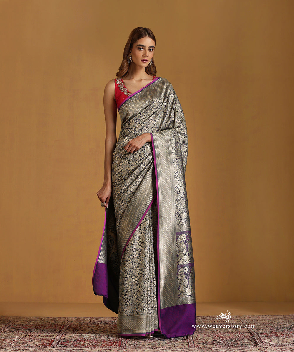 Handloom_Purple_Pure_Katan_Silk_Kimkhab_Banarasi_Saree_With_Pink_Selvedge_WeaverStory_01