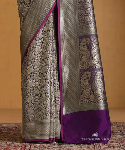 Handloom_Purple_Pure_Katan_Silk_Kimkhab_Banarasi_Saree_With_Pink_Selvedge_WeaverStory_04