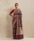 Handloom_Wine_Pure_Katan_Silk_Cutwork_Banarasi_Saree_With_Rose_Jaal_And_Orange_Selvedge_WeaverStory_02