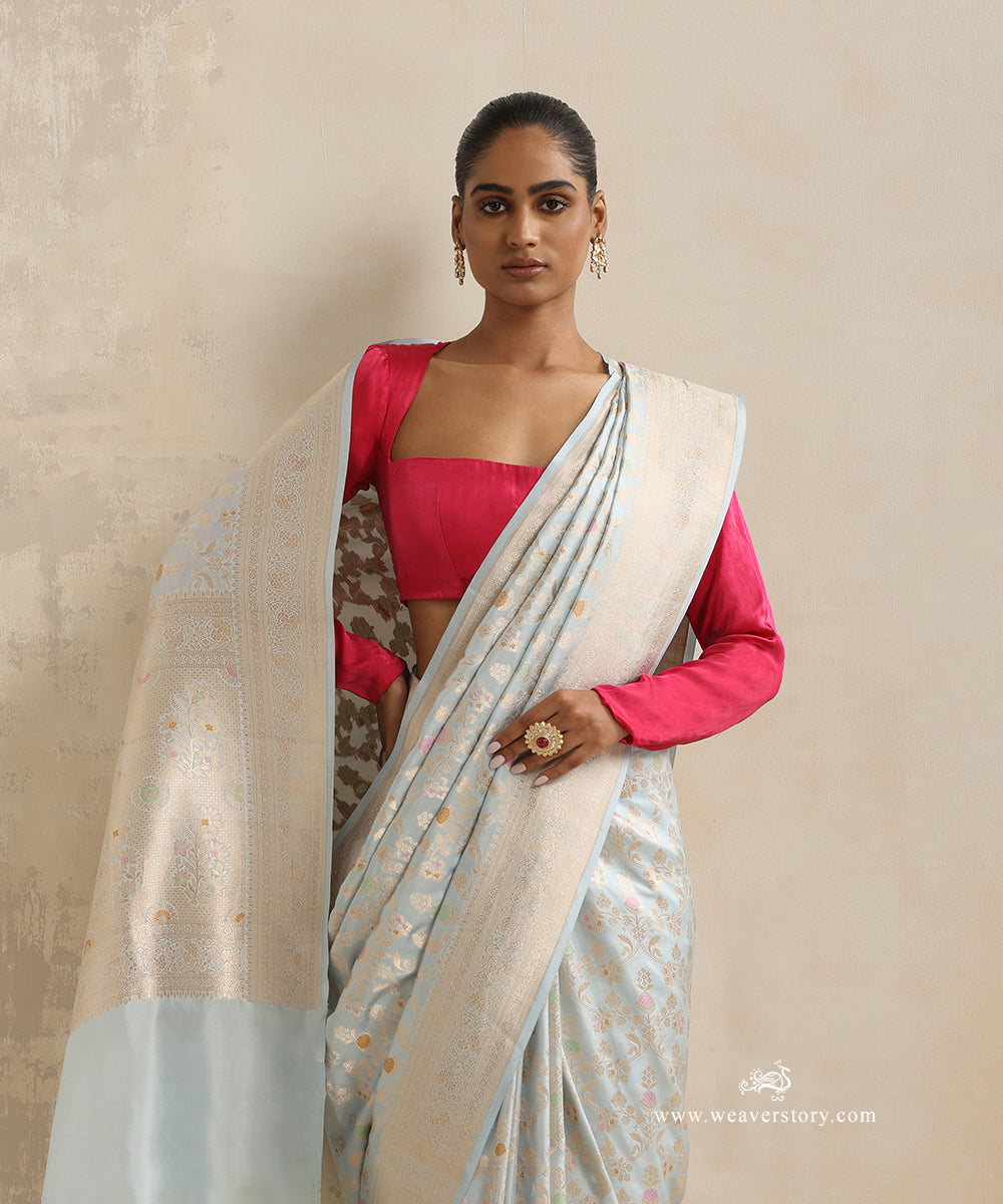 Handloom_Ice_Blue_Pure_Katan_Silk_Cutwork_Banarasi_Saree_With_Meenakari_Floral_Jaal_WeaverStory_01