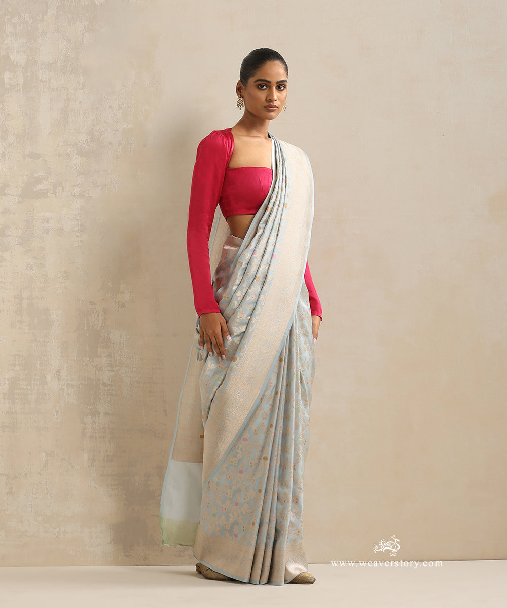 Handloom_Ice_Blue_Pure_Katan_Silk_Cutwork_Banarasi_Saree_With_Meenakari_Floral_Jaal_WeaverStory_02