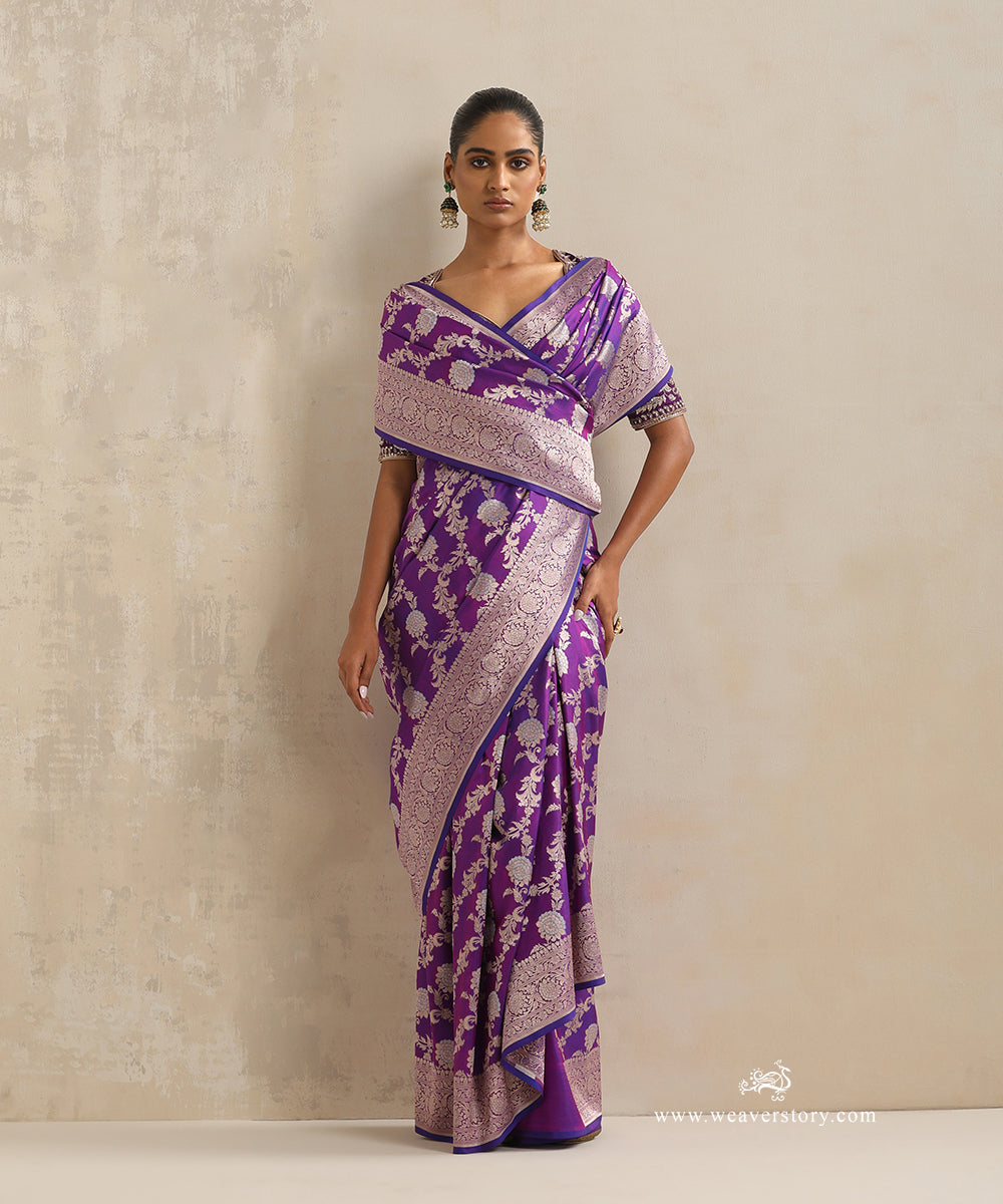 Handloom_Purple_Pure_Katan_Silk_Cutwork_Banarasi_Saree_With_Gold_And_Silver_Zari_Jaal_WeaverStory_02