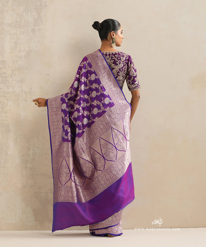 Handloom_Purple_Pure_Katan_Silk_Cutwork_Banarasi_Saree_With_Gold_And_Silver_Zari_Jaal_WeaverStory_03