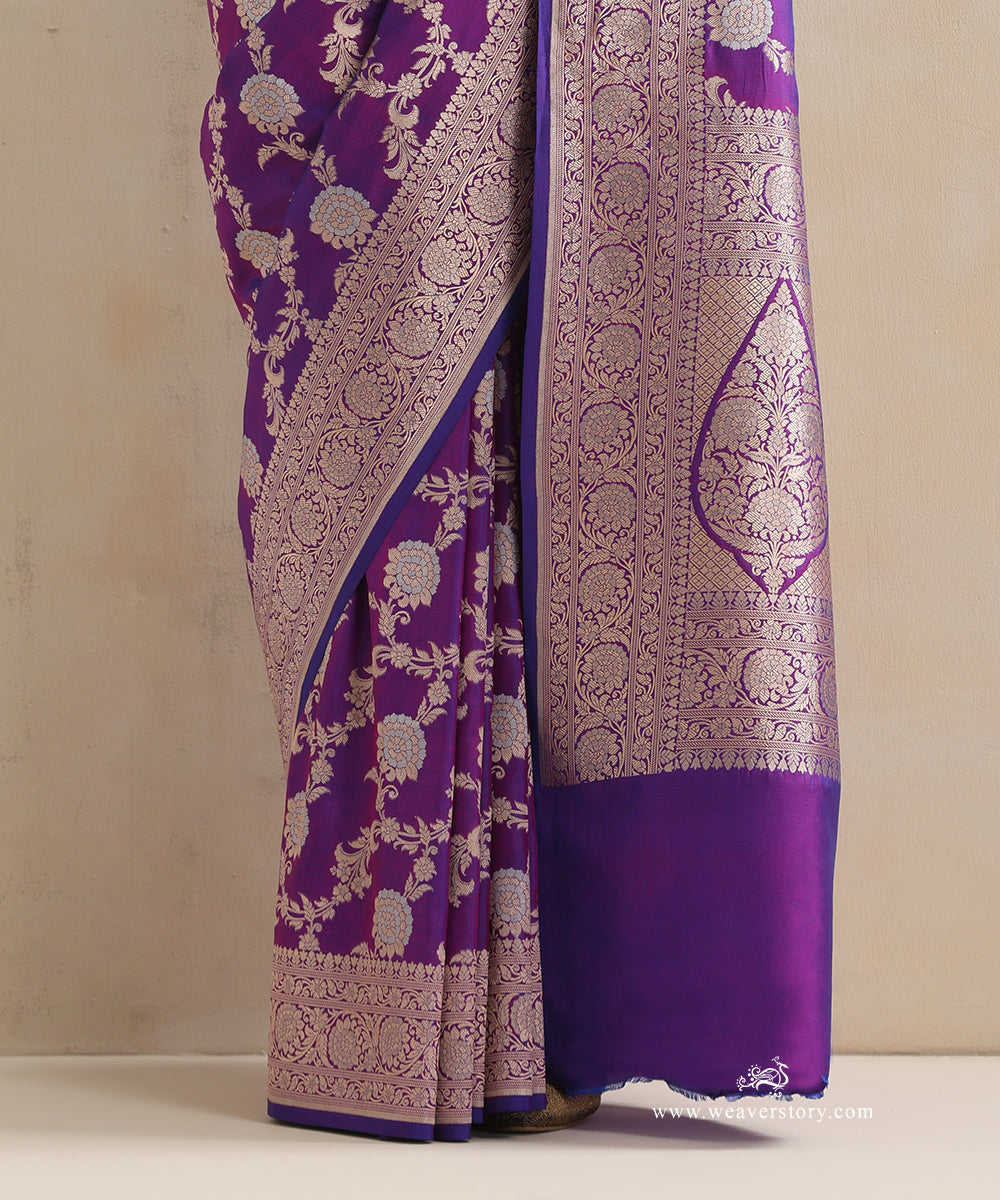 Handloom_Purple_Pure_Katan_Silk_Cutwork_Banarasi_Saree_With_Gold_And_Silver_Zari_Jaal_WeaverStory_04