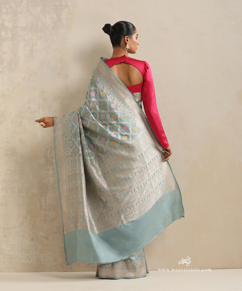 Handloom_Egg_Blue_Pure_Katan_Silk_Cutwork_Banarasi_Saree_With_Meenakari_Jaal_WeaverStory_03