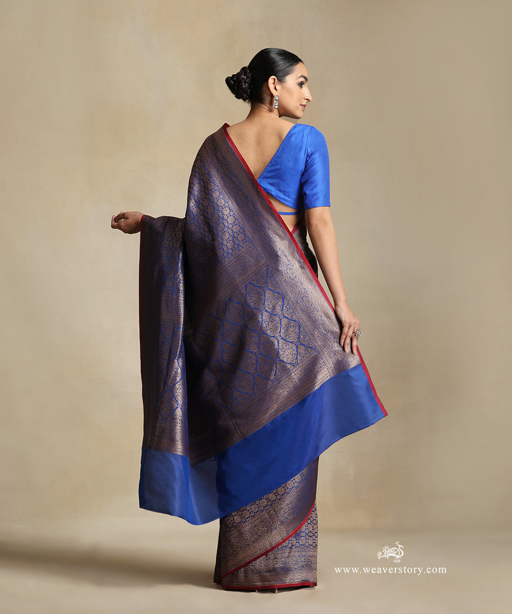 Handloom_Cobalt_Blue_Pure_Katan_Silk_Kimkhab_Banarasi_Saree_With_Floral_Antique_Zari_WeaverStory_03