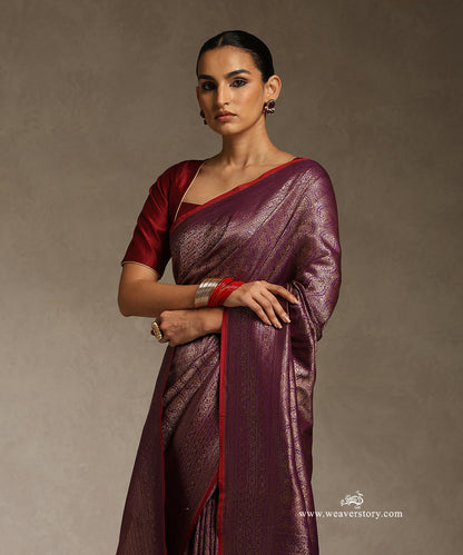Purple_Handloom_Pure_Katan_Silk_Banarasi_Saree_With_Antique_Zari_WeaverStory_02