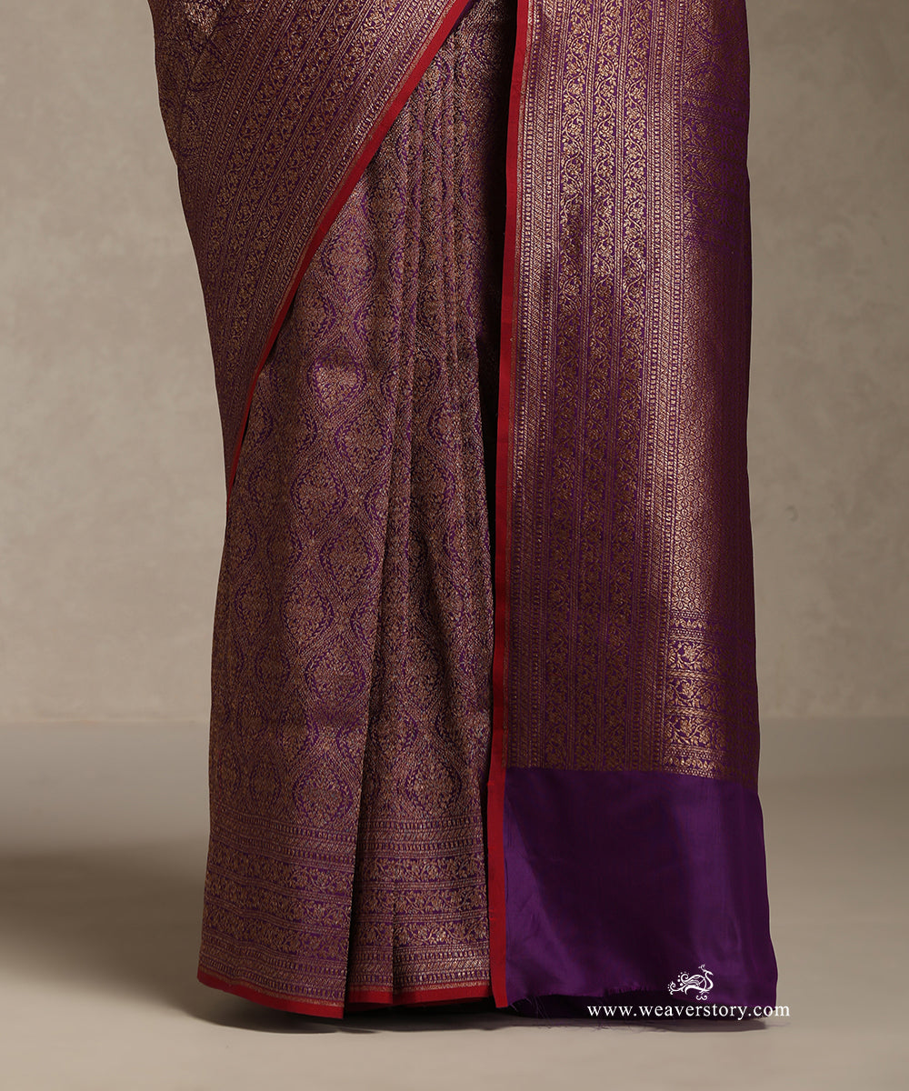 Purple_Handloom_Pure_Katan_Silk_Banarasi_Saree_With_Antique_Zari_WeaverStory_04
