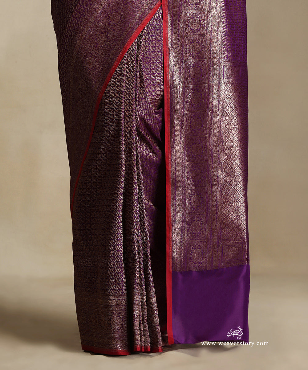 Handloom_Purple_Pure_Katan_Silk_Kimkhab_Banarasi_Saree_With_Geometrical_Pattern_Antique_Zari_WeaverStory_04