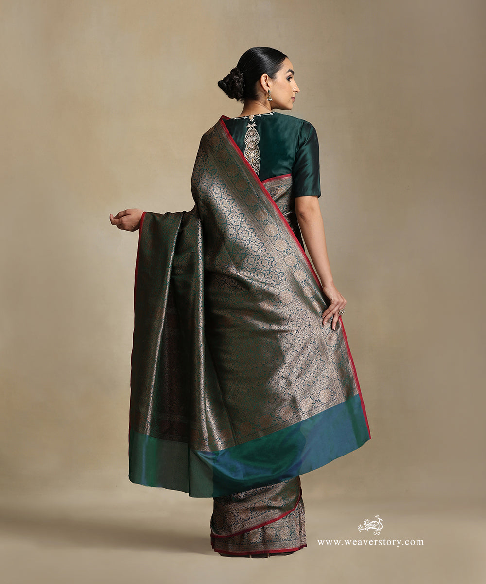 Teal_Handloom_Pure_Katan_Silk_Kimkhab_Banarasi_Saree_With_Antique_Zari_WeaverStory_03