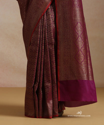 Handloom_Pure_Katna_Silk_Plum_Banarasi_Saree_With_Flowers_Antique_Zari_WeaverStory_04