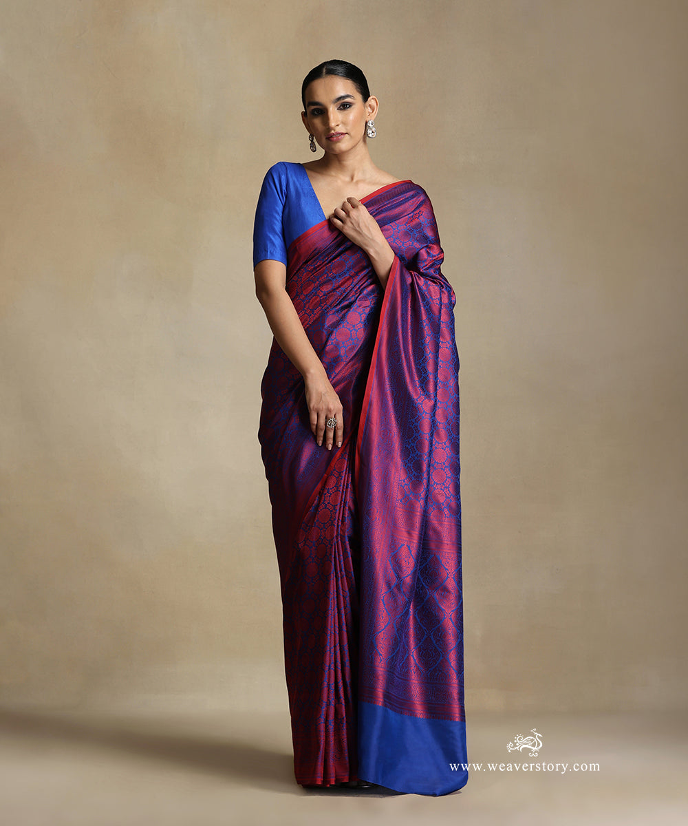 Ink_Handloom_Blue_Pure_Katan_Silk_Tanchoi_Banarasi_Saree_With_Maroon_Flowers_Motifs_WeaverStory_02