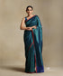 Handloom_Blue_Pure_Katan_Silk_Tanchoi_Banarasi_Saree_With_Green_Flower_Jaal_And_Zigzag_Border_WeaverStory_02