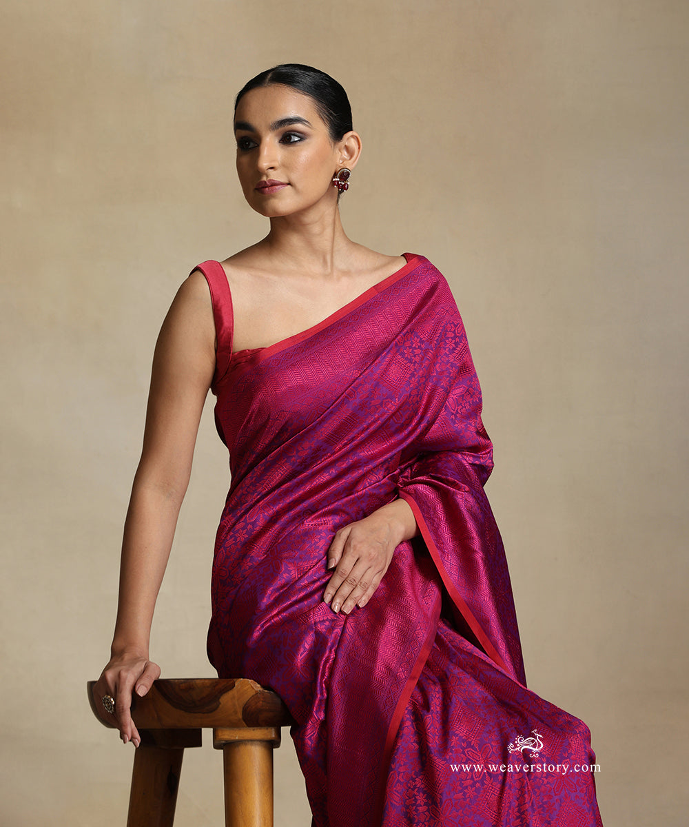 Handloom_Purple_Pure_Katan_Silk_Tanchoi_Banarasi_Saree_With_Magenta_Rangoli_Jaal_And_Red_Selvedge_WeaverStory_01