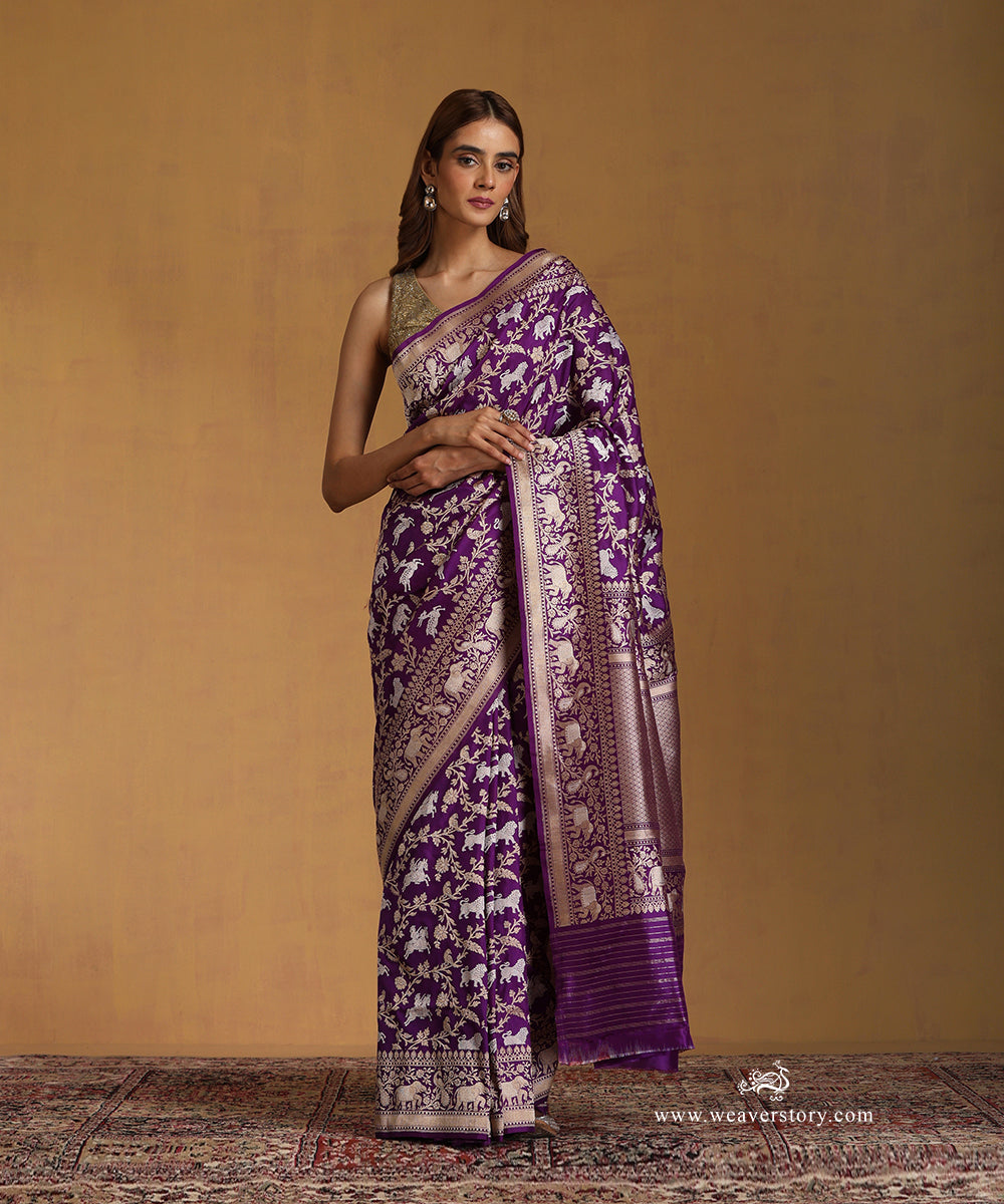 Handloom_Purple_Pure_Katan_Silk_Shikargah_Banarasi_Saree_With_Sona_Rupa_Zari_WeaverStory_01