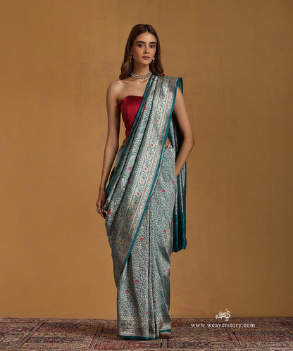 Teal_Handloom_Pure_Katan_Silk_Kimkhab_Banarasi_Saree_With_Meenakari_Floral_Jaal_WeaverStory_01