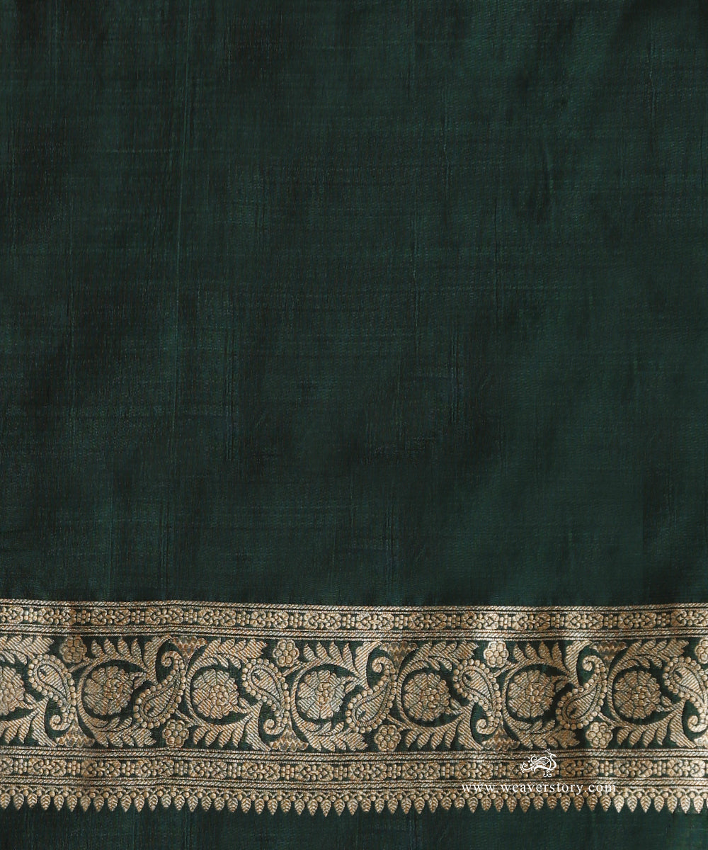 Handloom_Dark_Green_Pure_Katan_Silk_Kimkhab_Small_Flowers_Motifs_Banarasi_Saree_With_Ambi_Border_WeaverStory_05