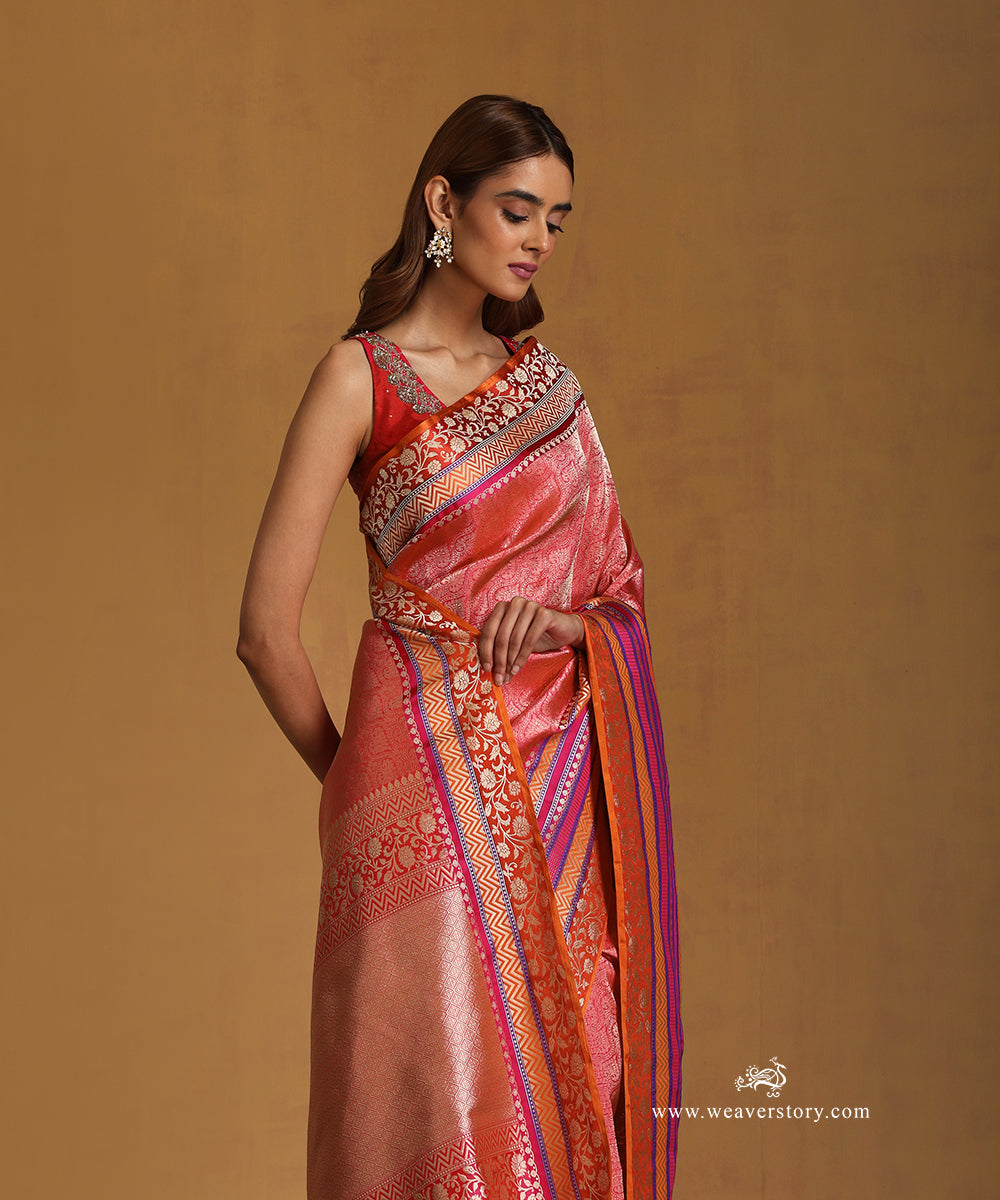 Handloom_Red_Pure_Katan_Silk_Kimkhab_Banarasi_Saree_With_Multi_Color_Satin_Border_WeaverStory_02