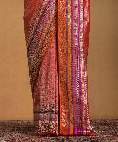 Handloom_Red_Pure_Katan_Silk_Kimkhab_Banarasi_Saree_With_Multi_Color_Satin_Border_WeaverStory_04