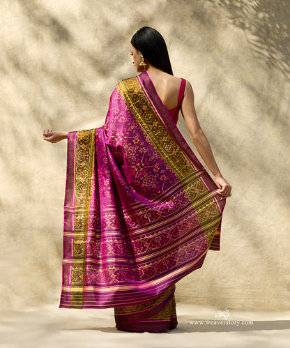 Plum_Handloom_Pure_Mulberry_Silk_Ikat_Patola_Saree_With_Gold_Zari_Border_WeaverStory_03