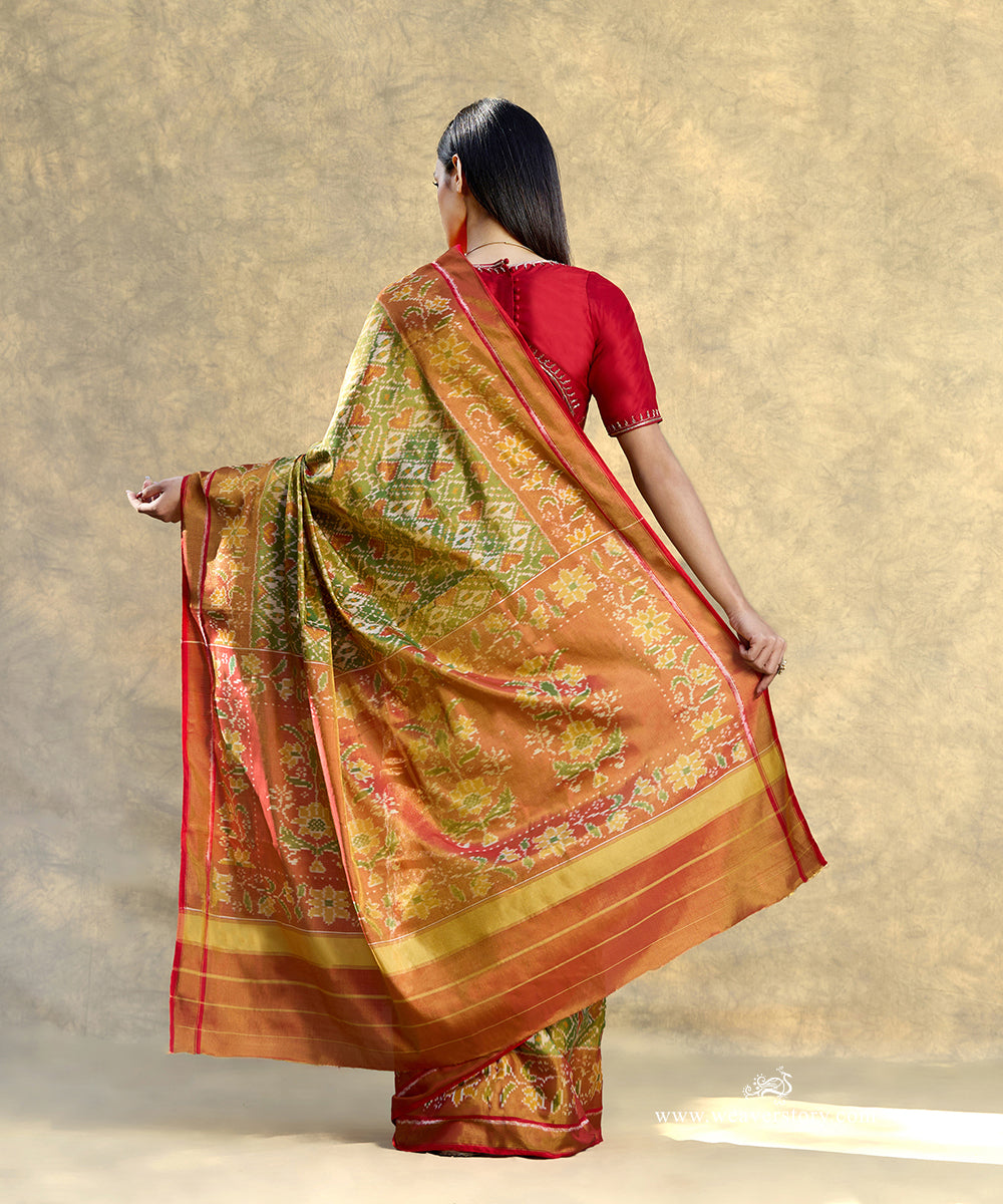 Green_And_Red_Handloom_Pure_Mulberry_Tissue_Silk_Ikat_Patola_Saree_WeaverStory_03