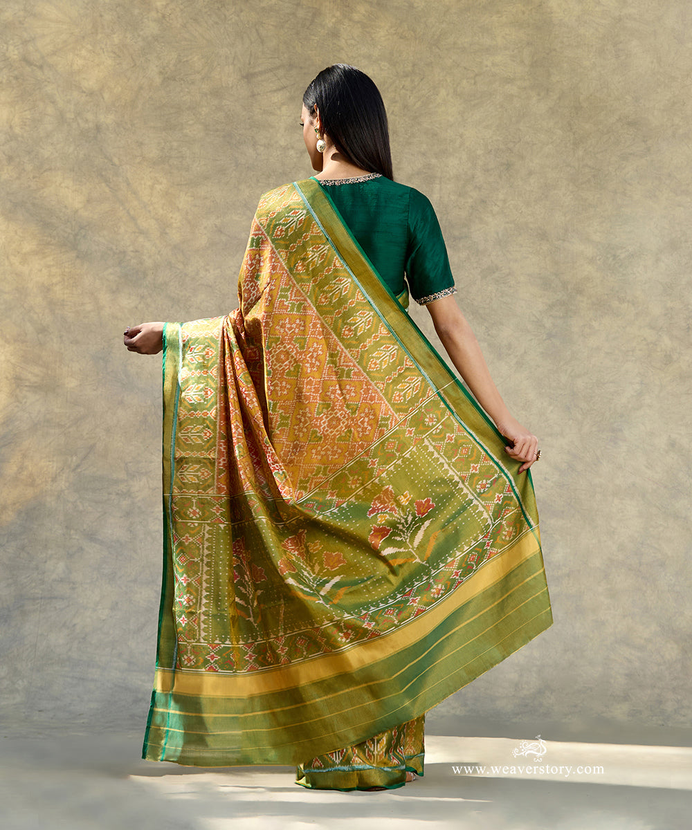 Mustard_And_Green_Handloom_Pure_Mulberry_Tissue_Silk_Ikat_Patola_Saree_WeaverStory_03