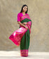 Dark_Green_Handloom_Pure_Pure_Mulberry_Silk_Ikat_Patola_Saree_With_Pink_Border_Pallu_WeaverStory_01