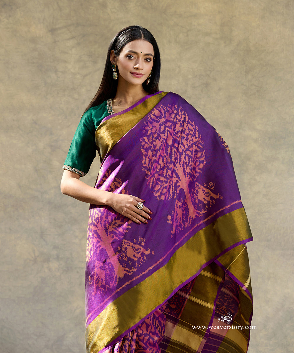 Purple_Handloom_Pure_Pure_Mulberry_Silk_Ikat_Patola_Saree_With_Tissue_Border_And_Tree_Motifs_WeaverStory_02