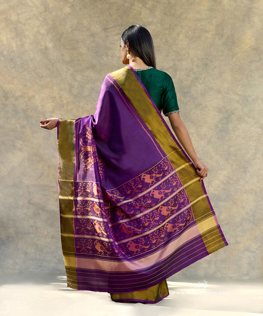 Purple_Handloom_Pure_Pure_Mulberry_Silk_Ikat_Patola_Saree_With_Tissue_Border_And_Tree_Motifs_WeaverStory_03