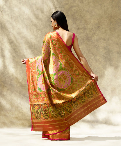 Soft_Pink_And_Green_Handloom_Pure_Tissue_Silk_Ikat_Patola_Saree_With_Big_Elephant_Motifs_WeaverStory_03