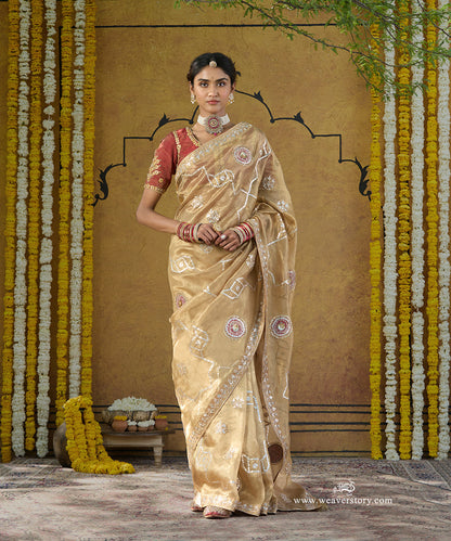 Gold_Handloom_Pure_Tissue_Silk_Saree_With_Gota_Patti_And_Pearl_Embroidery_WeaverStory_01