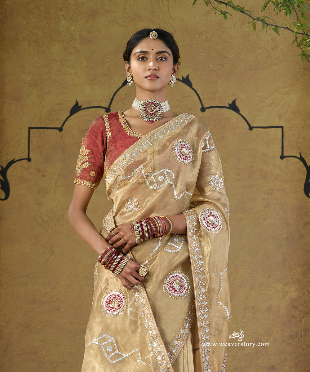 Gold_Handloom_Pure_Tissue_Silk_Saree_With_Gota_Patti_And_Pearl_Embroidery_WeaverStory_02