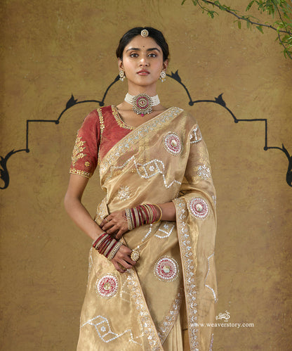 Gold_Handloom_Pure_Tissue_Silk_Saree_With_Gota_Patti_And_Pearl_Embroidery_WeaverStory_02