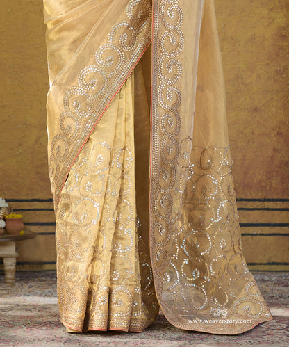 Handloom_Gold_Pure_Tissue_Silk_Saree_With_Gota_Patti_Embroidery_WeaverStory_04