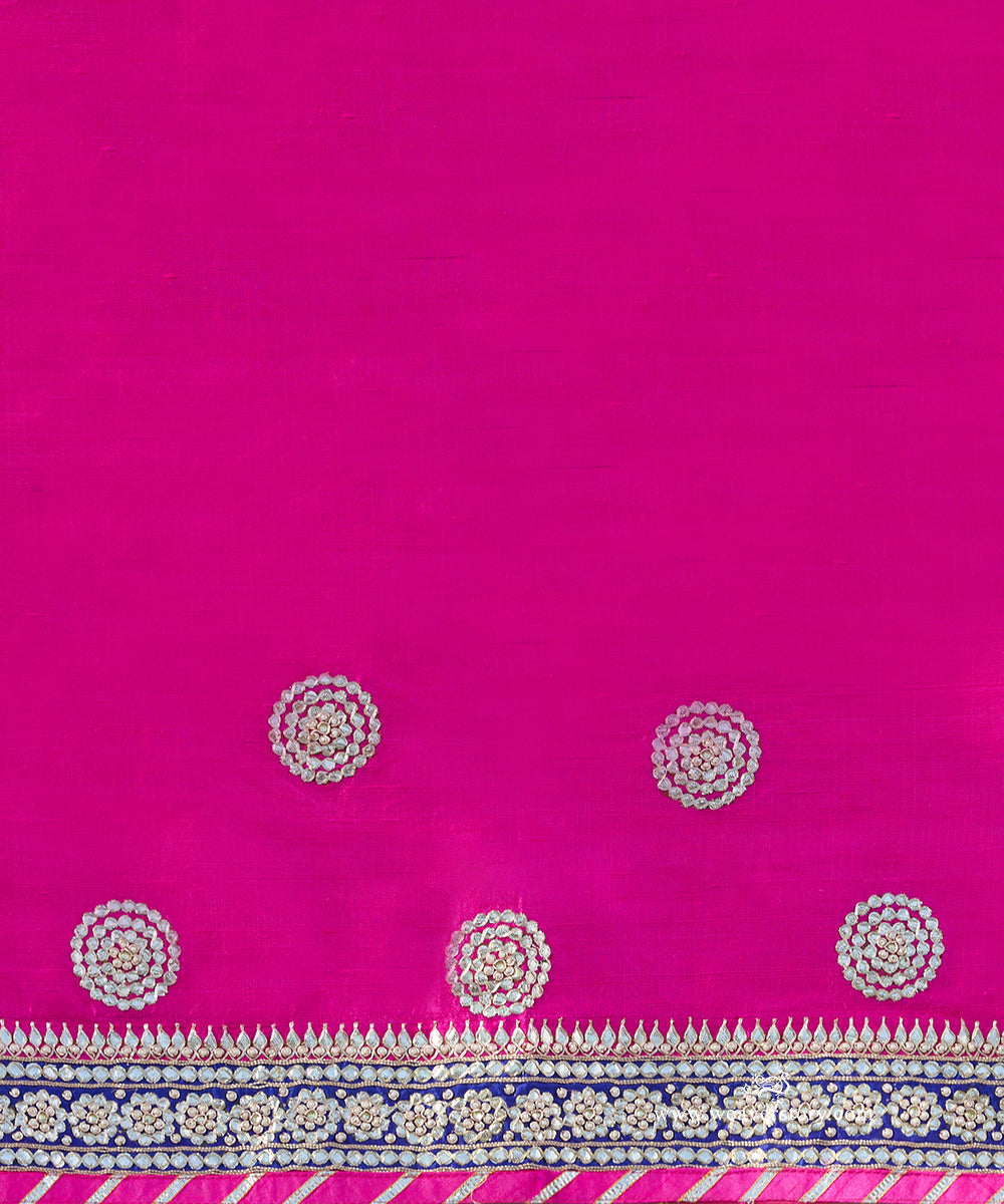 Handloom_Sea_Green_Pure_Georgette_Saree_With_Pink_Heavy_Gota_Patti_Border_WeaverStory_05