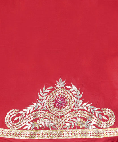 Red_And_Pink_Handloom_Pure_Georgette_Saree_With_Heavy_Gota_Patti_Border_And_Green_Meena_WeaverStory_07