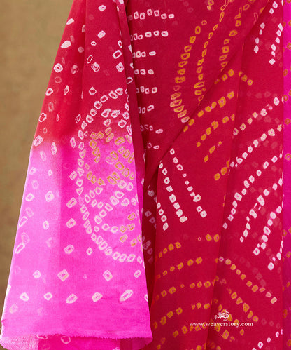 Handloom_Red_And_Pink_Pure_Georgette_Bandhej_Saree_WeaverStory_05