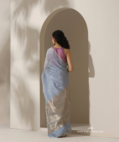 Ice_Blue_Handloom_Pure_Cotton_Chanderi_Saree_With_Silver_Zari_Lines_WeaverStory_03