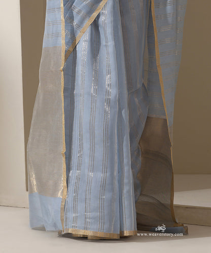 Ice_Blue_Handloom_Pure_Cotton_Chanderi_Saree_With_Silver_Zari_Lines_WeaverStory_04