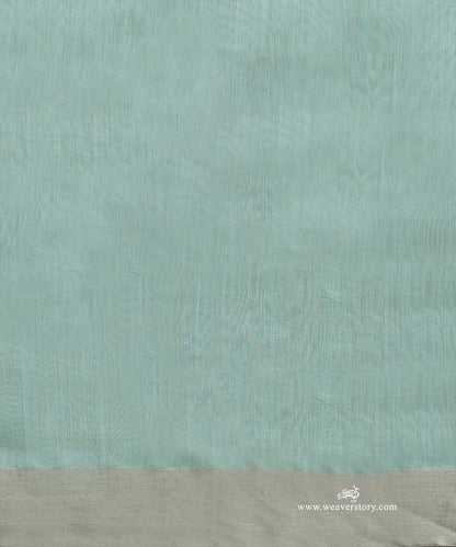 Handloom_Aqua_Blue_Pure_Cotton_Chanderi_Saree_With_Silver_And_Blue_Meena_Small_Flowers_With_Silver_Zari_Border_WeaverStory_05