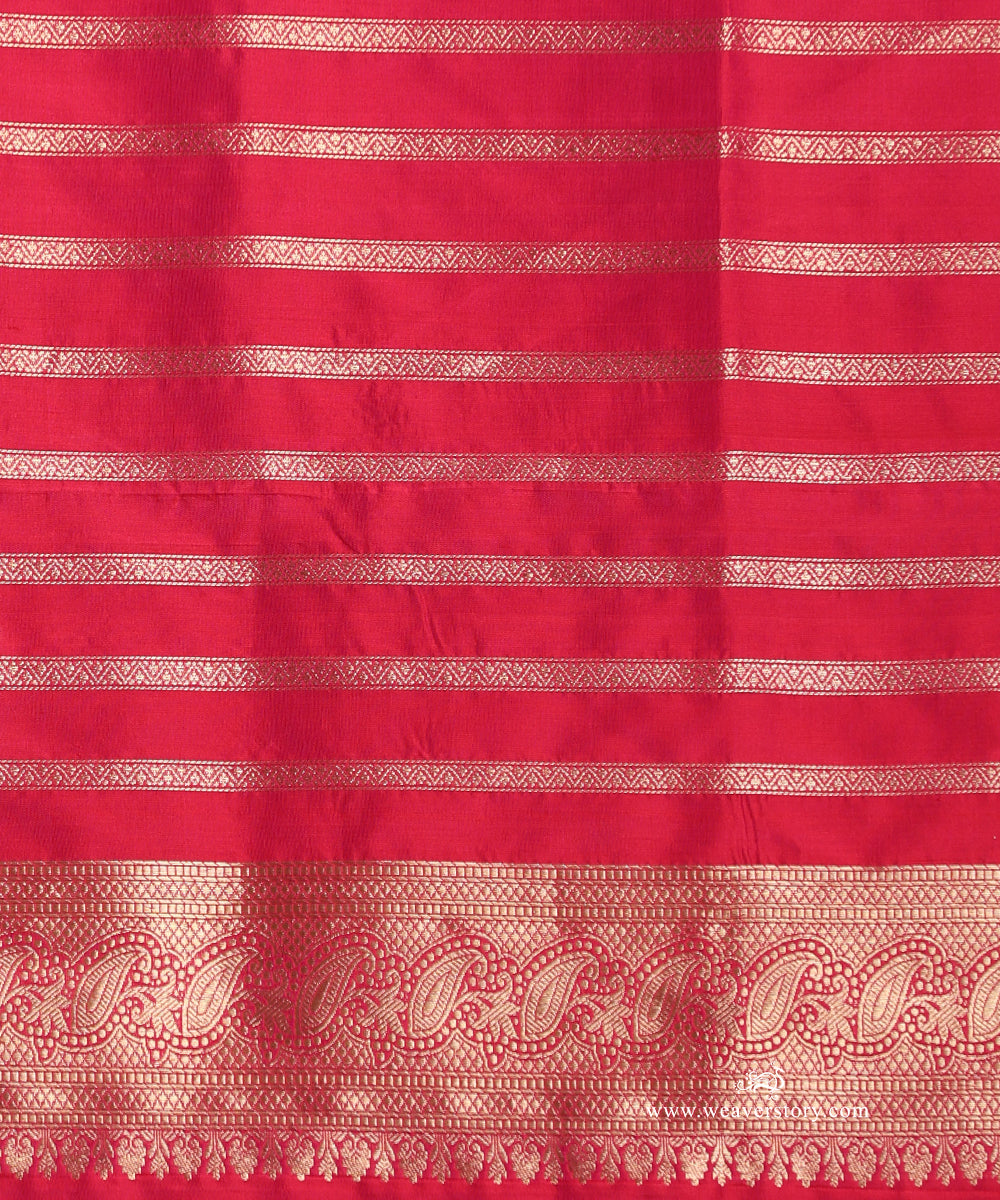 Hot_Pink_Handloom_Pure_Katan_Silk_Saree_With_Kadhwa_Diagonol_Bel_WeaverStory_05