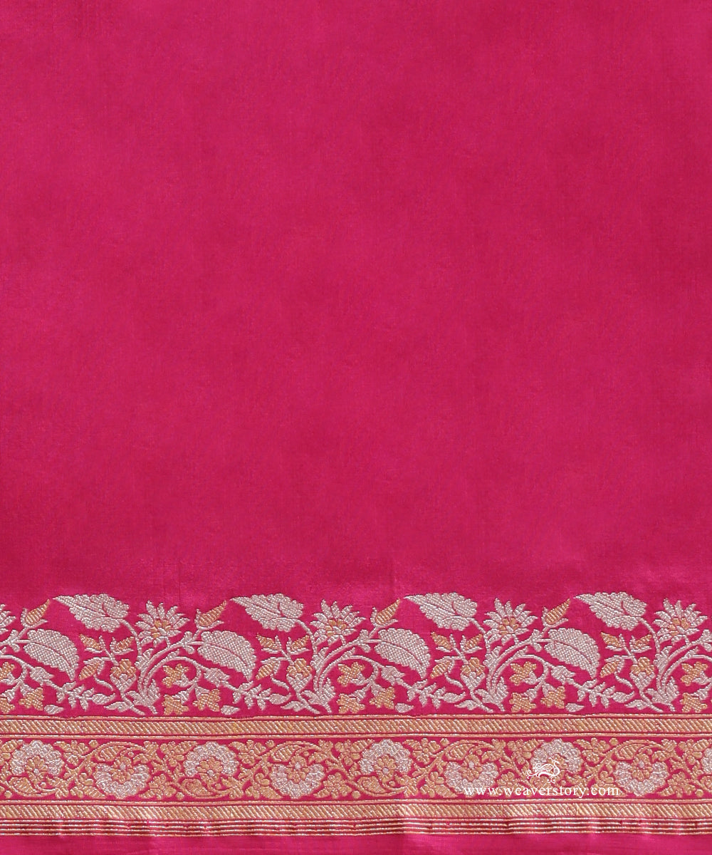 Handloom_Rani_Pink_Pure_Katan_Silk_Banarasi_Saree_With_Gold_And_Silver_Floral_Aada_Jaal_WeaverStory_05