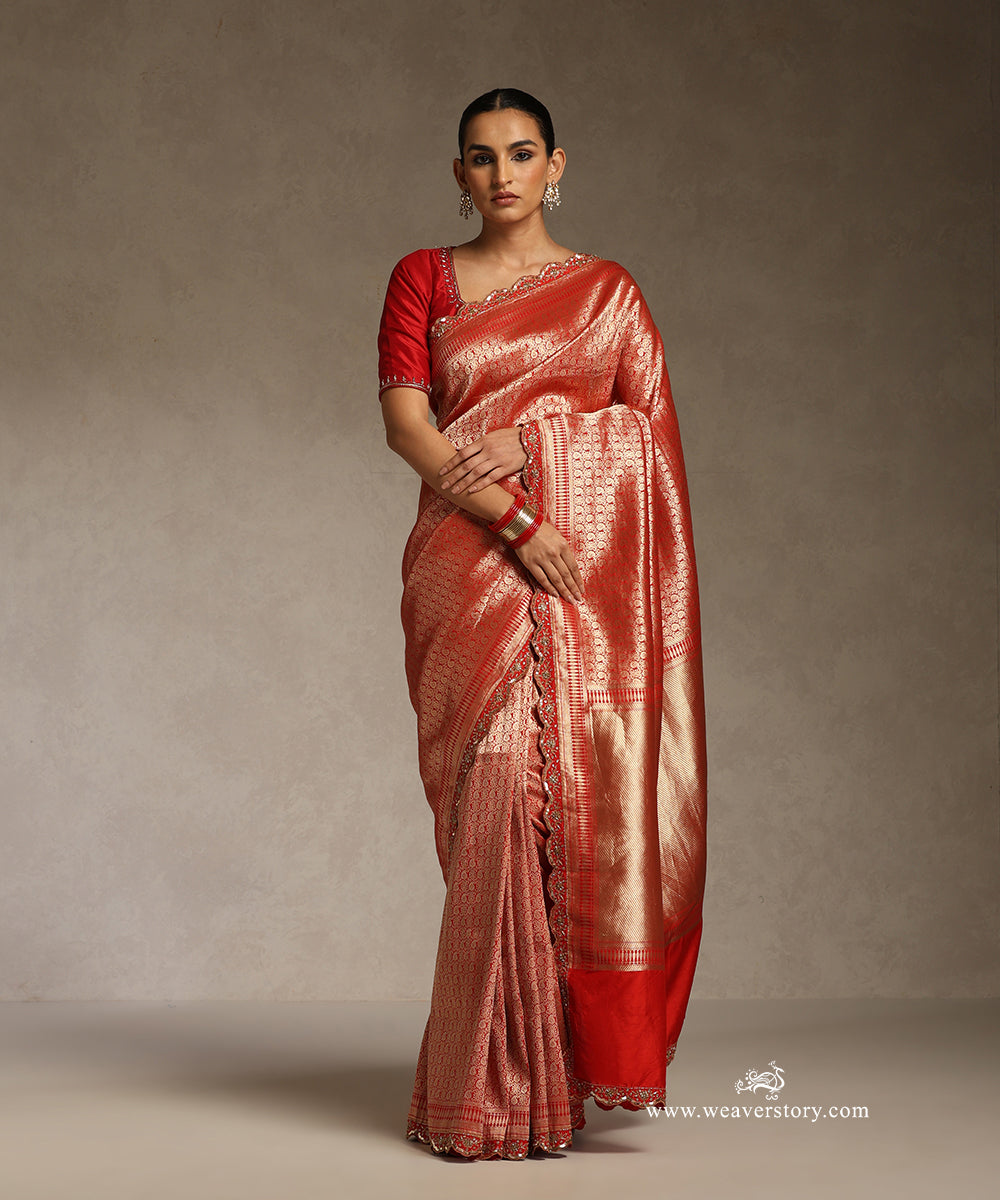 Red_Handloom_Pure_Katan_Silk_Banarasi_Kimkhab_Saree_With_Hand_Emboridery_WeaverStory_01