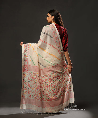 Off_White_Handloom_Handspun_Pure_Cotton_Dhakai_Jamadani_Saree_With_Multi_Colour_Aada_Jaal_WeaverStory_03