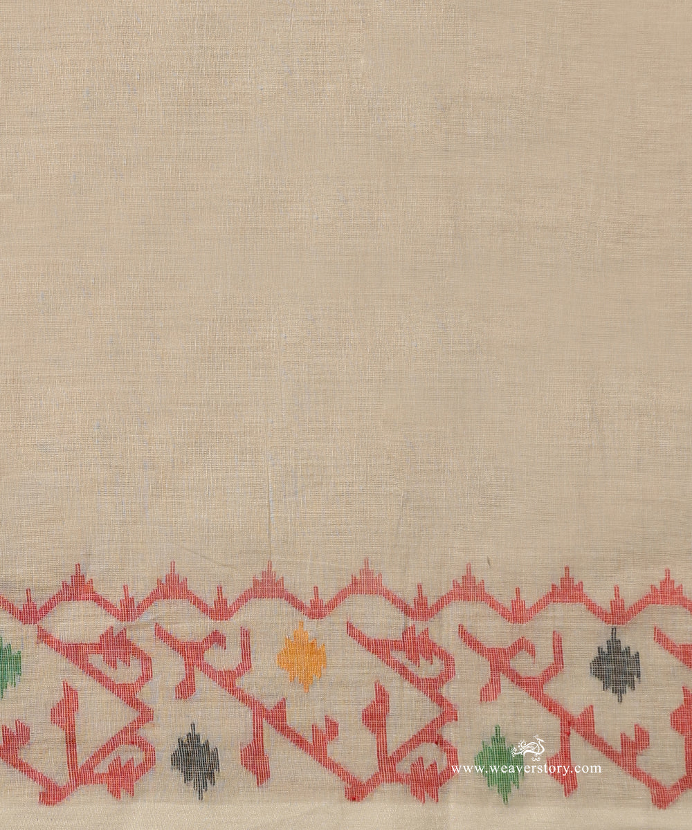 Off_White_Handloom_Handspun_Pure_Cotton_Dhakai_Jamadani_Saree_With_Multi_Colour_Aada_Jaal_WeaverStory_05