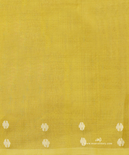 Lemon_Yellow_Handloom_Pure_Silk_Muslin_Booti_Dhakai_Jamadani_Saree_And_Leafs_Motifs_On_Pallu_WeaverStory_05