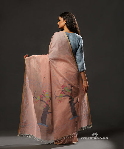 Old_Rose_Handloom_Pure_Mulmul_Dhakai_Jamdani_Saree_With_Birds_Mofis_On_Palla_WeaverStory_03