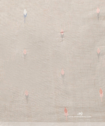 White_Handloom_Pure_Handspun_Cotton_Dhakai_Jamdani_Saree_With_Small_Tulip_Motifs_And_Flower_Palla_WeaverStory_06